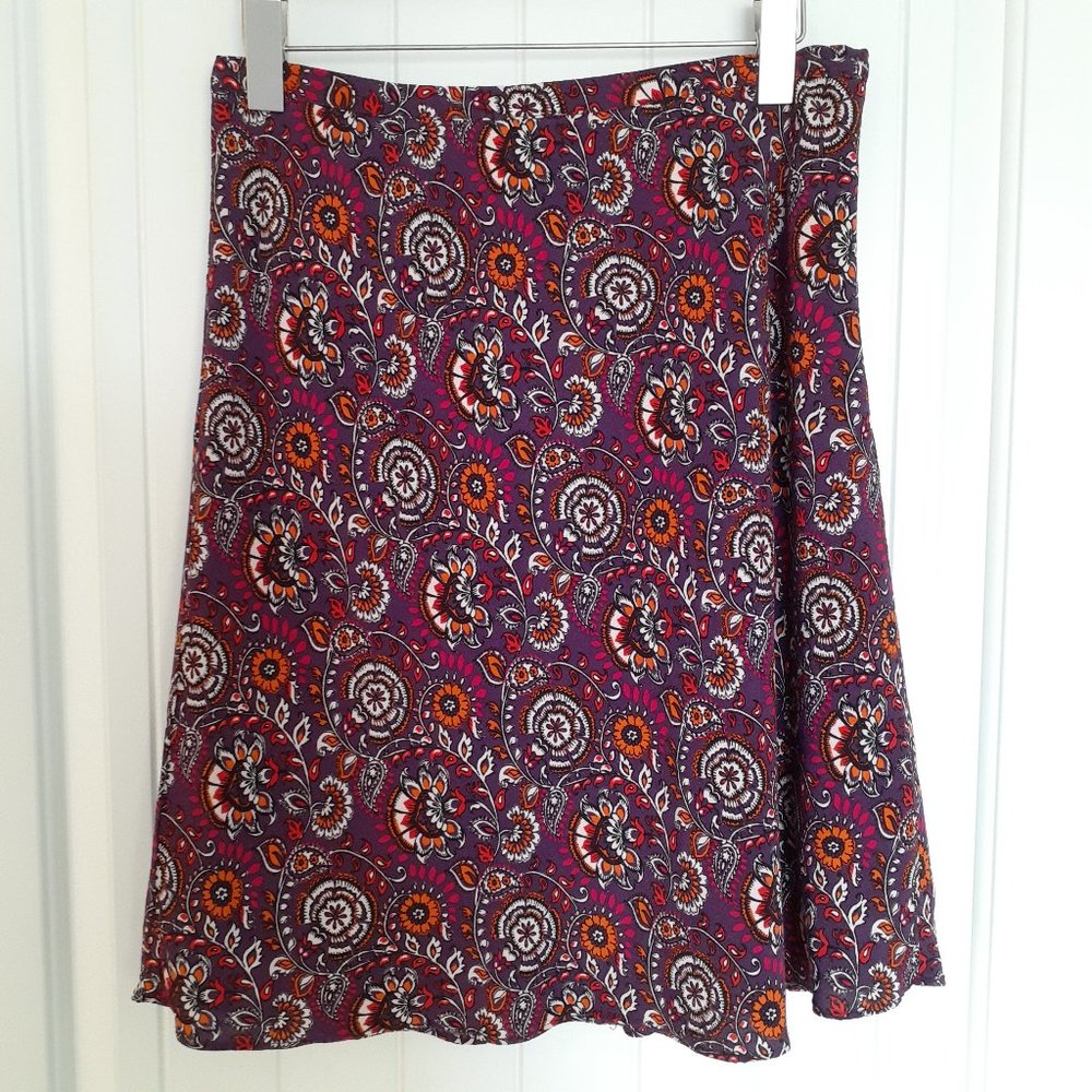 Garnet Hill Floral Print A-Line Skirt Purple Size 10